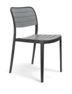 Alt text: UNO (1).PNG	Grey Uno armless cafe chair with horizontal slatted back